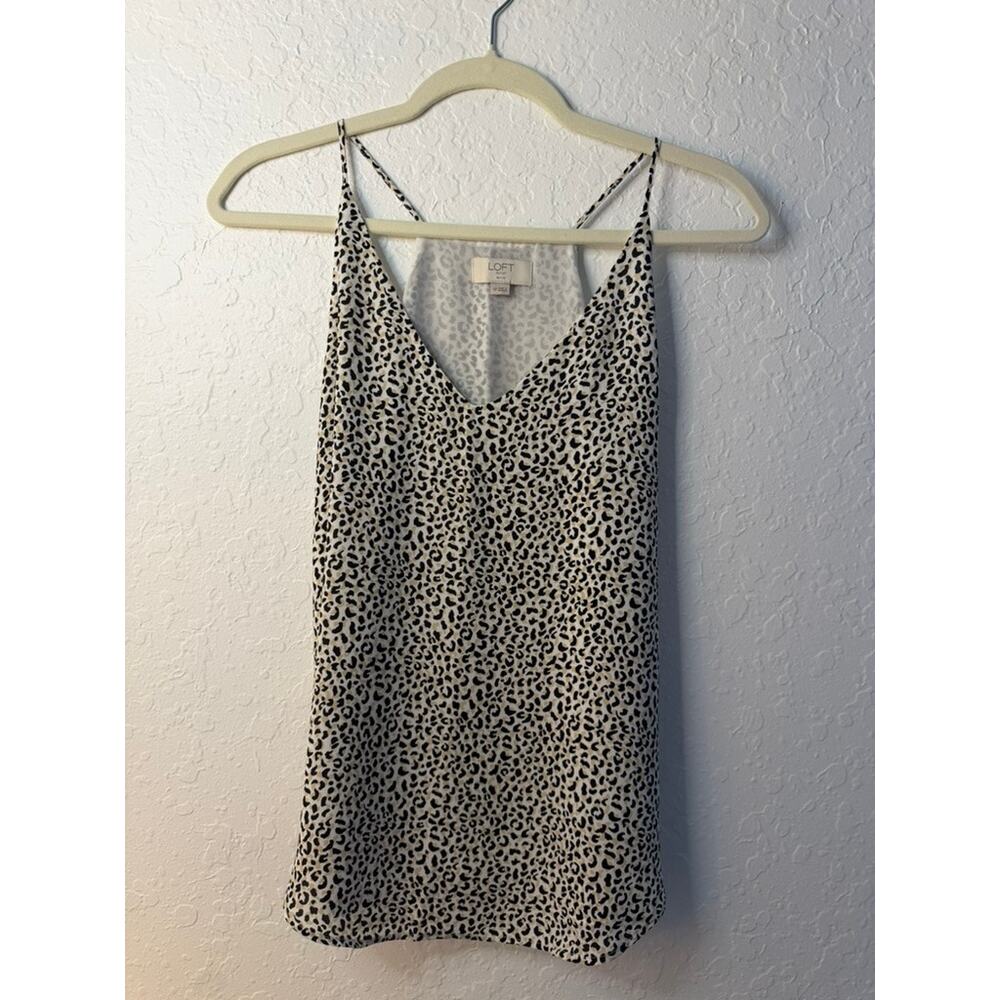 LOFT Outlet Petite Leopard Print Cami Tank Top V-Neck Racerback Size SP